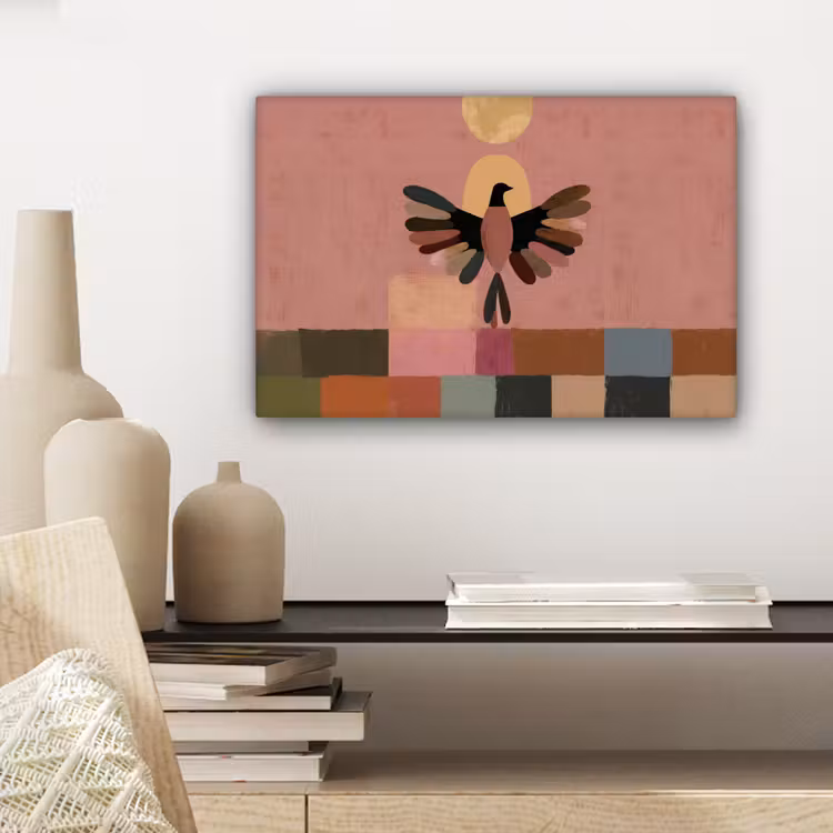 Illustratie - Vogel - Vlakken - Kleurrijk canvas 2cm klein -sfeer6