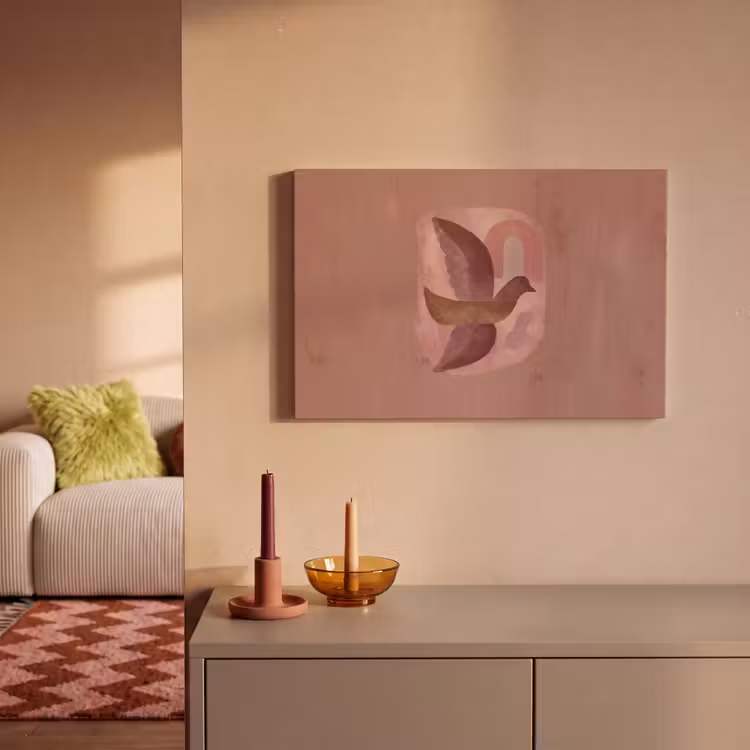 Illustratie - Vogels - Abstract - Roze canvas 2cm klein -sfeer1