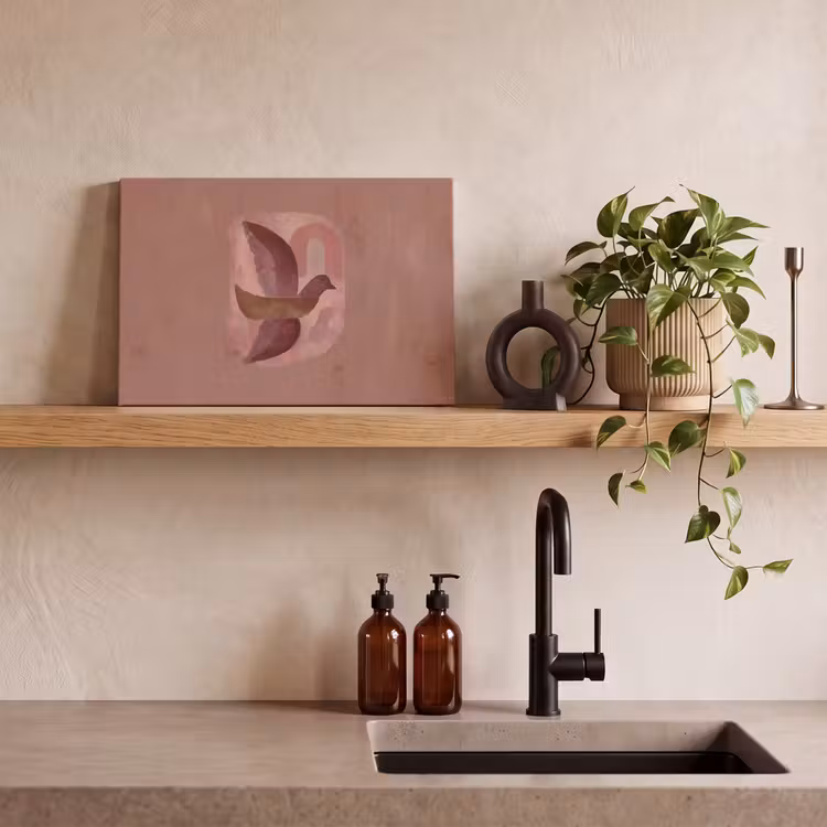 Illustratie - Vogels - Abstract - Roze canvas 2cm klein -sfeer3