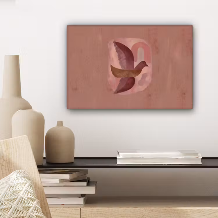 Illustratie - Vogels - Abstract - Roze canvas 2cm klein -sfeer6