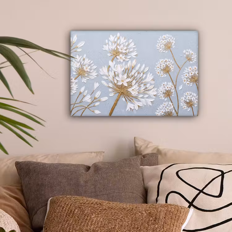 Illustratie - Bloemen - Blauw canvas 2cm klein -sfeer1