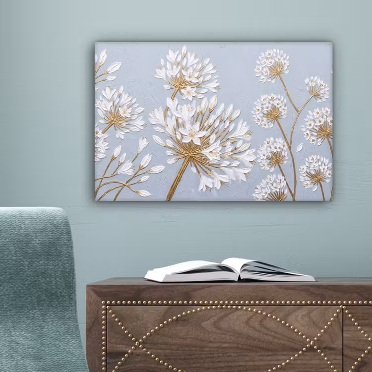 Illustratie - Bloemen - Blauw canvas 2cm klein -sfeer4