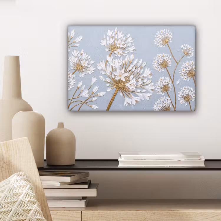 Illustratie - Bloemen - Blauw canvas 2cm klein -sfeer6