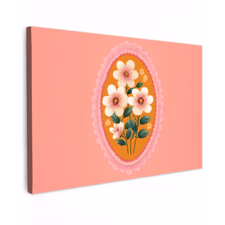 Illustratie - Bloemen - Rand - Roze canvas 2cm klein -z3d