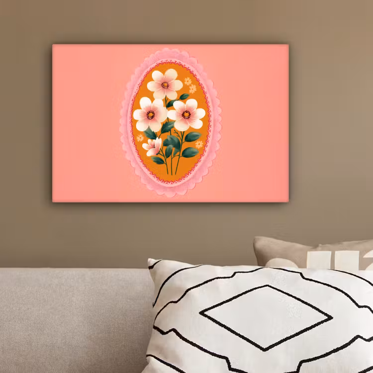 Illustratie - Bloemen - Rand - Roze canvas 2cm klein -sfeer3