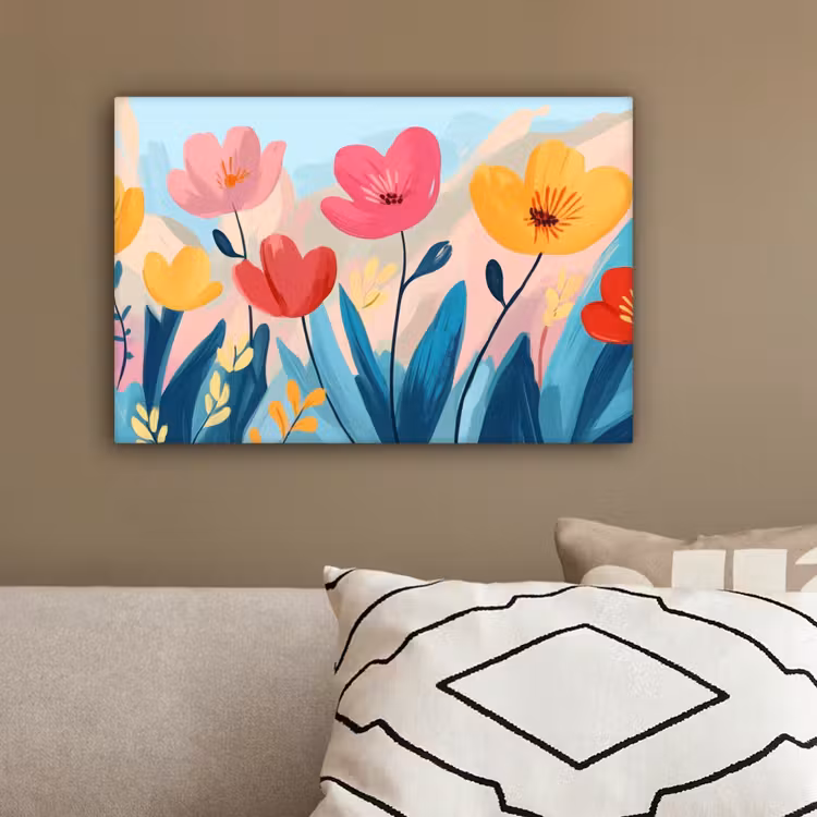 Illustratie - Bloemen - Kleurrijk canvas 2cm klein -sfeer3