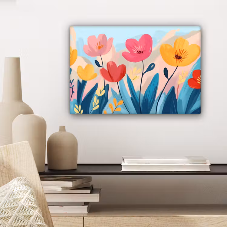 Illustratie - Bloemen - Kleurrijk canvas 2cm klein -sfeer6