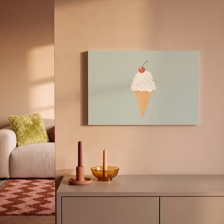 Illustratie - Ijsje - Spikkels - Kers canvas 2cm klein -sfeer1