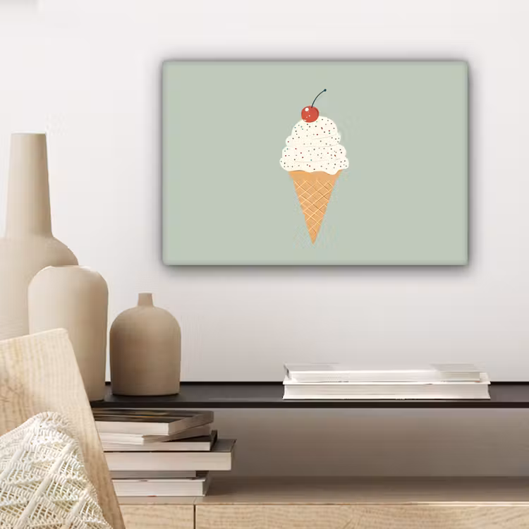 Illustratie - Ijsje - Spikkels - Kers canvas 2cm klein -sfeer6
