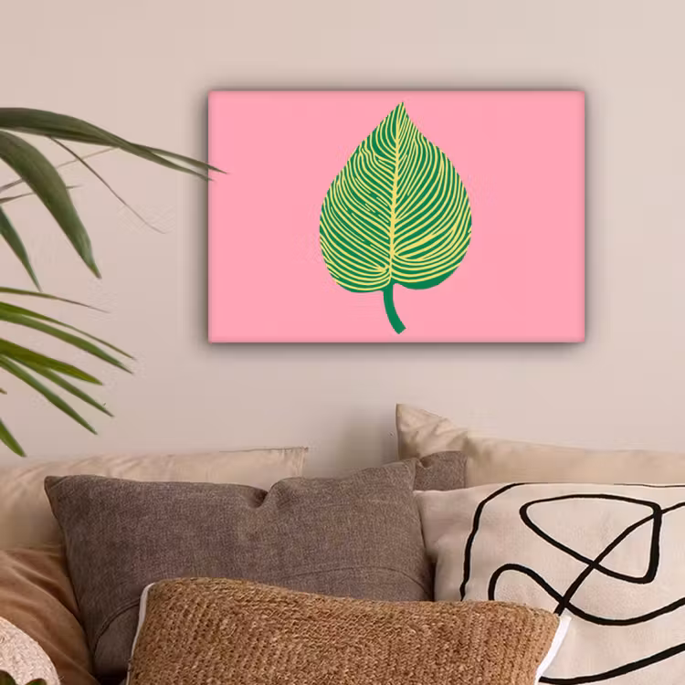Illustratie - Blad - Minimalistisch - Groen canvas 2cm klein -sfeer1