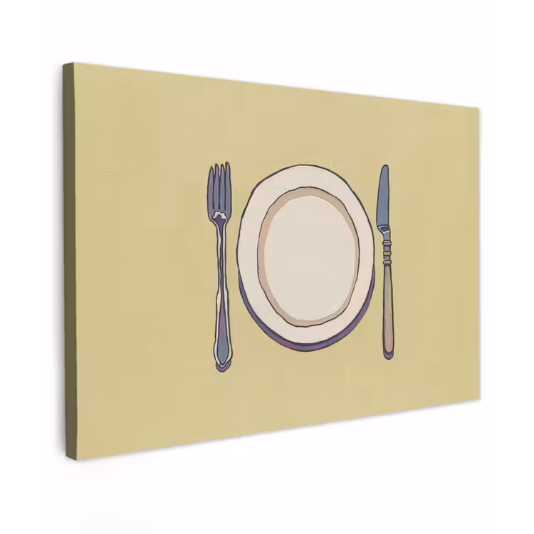 Illustratie - Bord - Bestek - Beige canvas 2cm klein -z3d