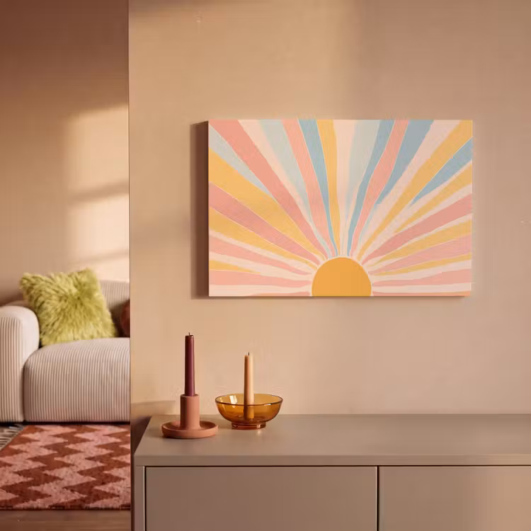 Illustratie - Zon - Pastelkleuren canvas 2cm klein -sfeer1