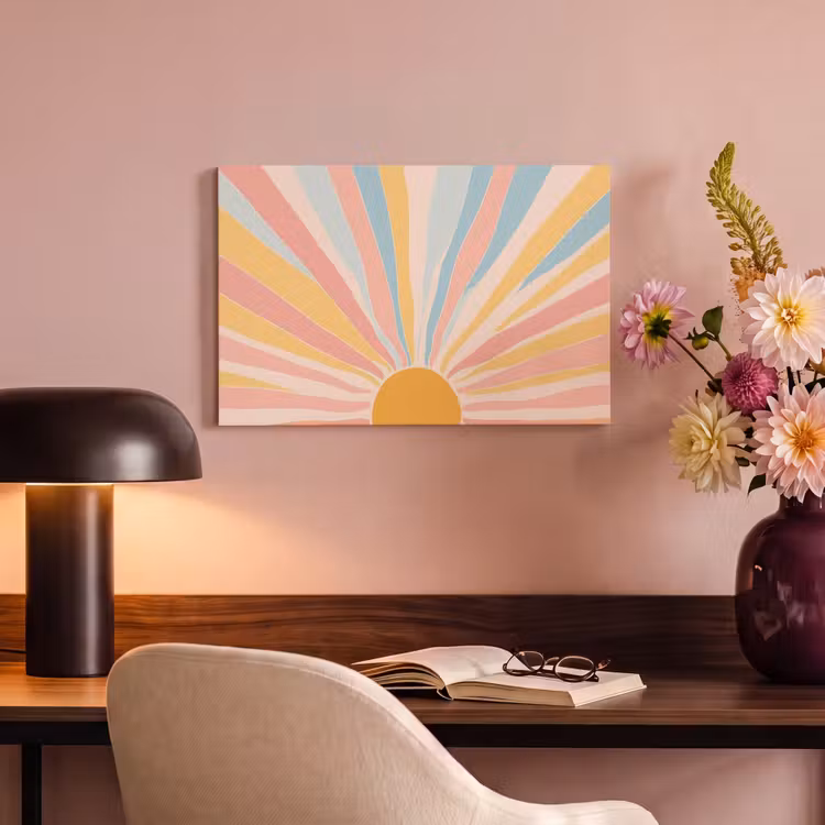 Illustratie - Zon - Pastelkleuren canvas 2cm klein -sfeer4