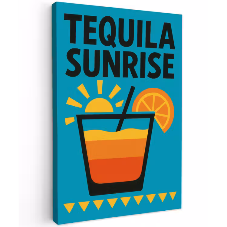 Illustratie - Tequila - Glas - Blauw canvas 2cm klein -z3d