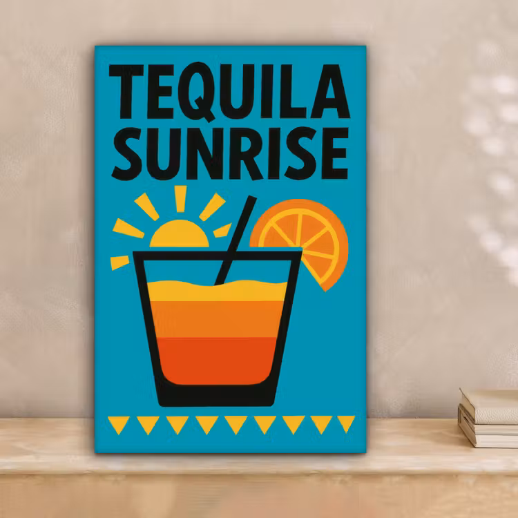 Illustratie - Tequila - Glas - Blauw canvas 2cm klein -sfeer1