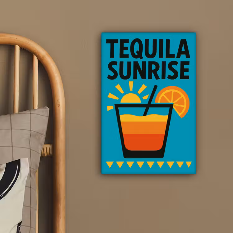 Illustratie - Tequila - Glas - Blauw canvas 2cm klein -sfeer3