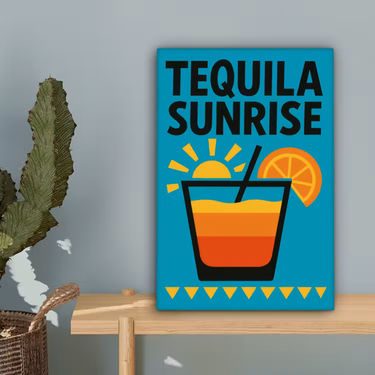 Illustratie - Tequila - Glas - Blauw canvas 2cm klein -sfeer4