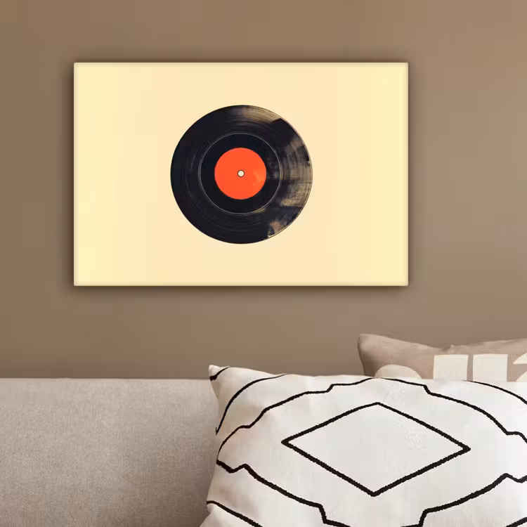 Illustratie - Vinylplaat - Beige - Vintage canvas 2cm klein -sfeer3