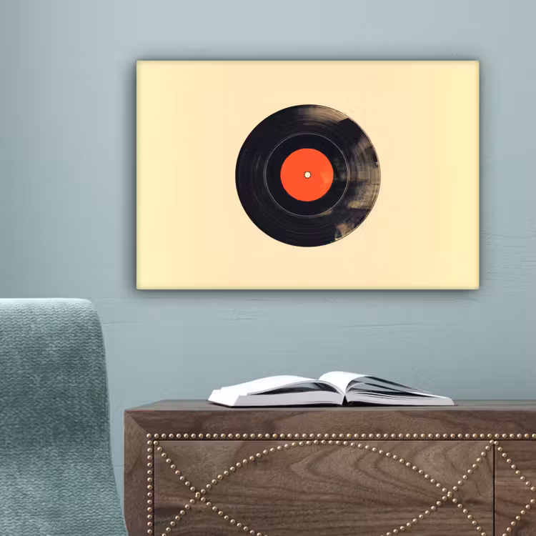 Illustratie - Vinylplaat - Beige - Vintage canvas 2cm klein -sfeer4