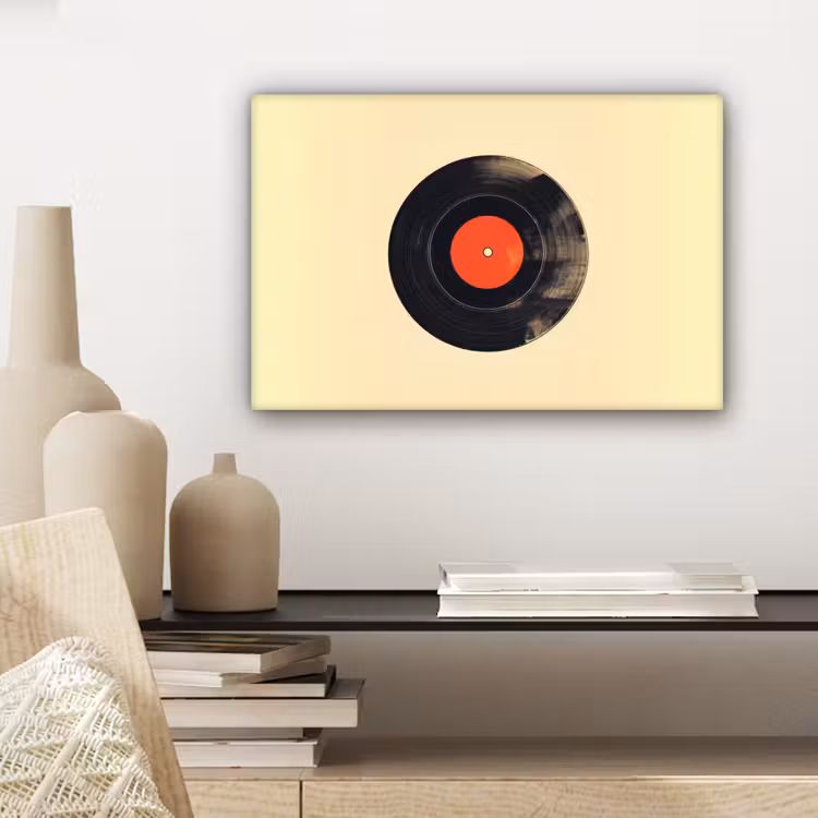 Illustratie - Vinylplaat - Beige - Vintage canvas 2cm klein -sfeer6