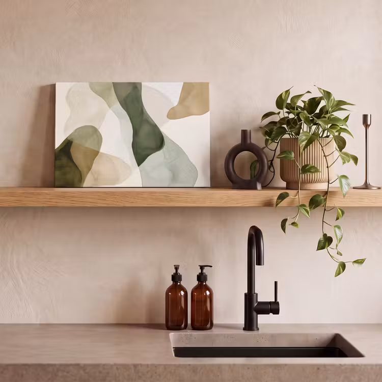 Japandi - Abstract - Groen canvas 2cm klein -sfeer3