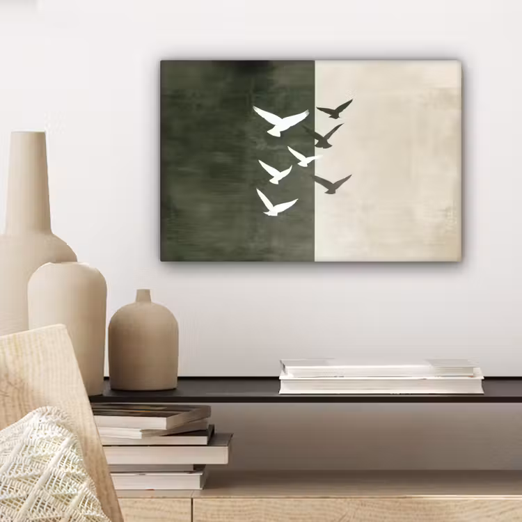 Japandi - Vogel - Groen canvas 2cm klein -sfeer6