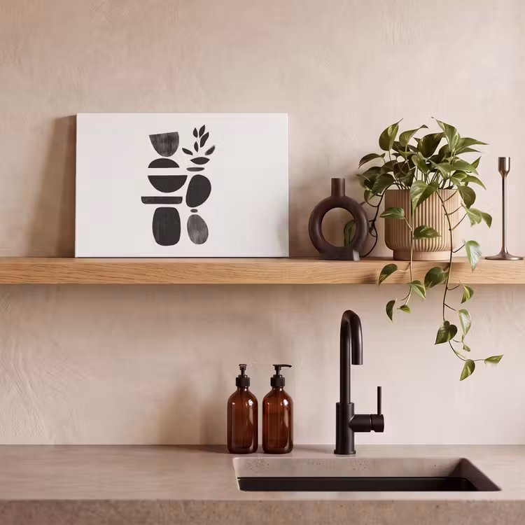 Japandi - Zwart - Abstract canvas 2cm klein -sfeer3