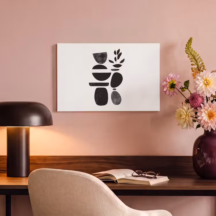 Japandi - Zwart - Abstract canvas 2cm klein -sfeer4