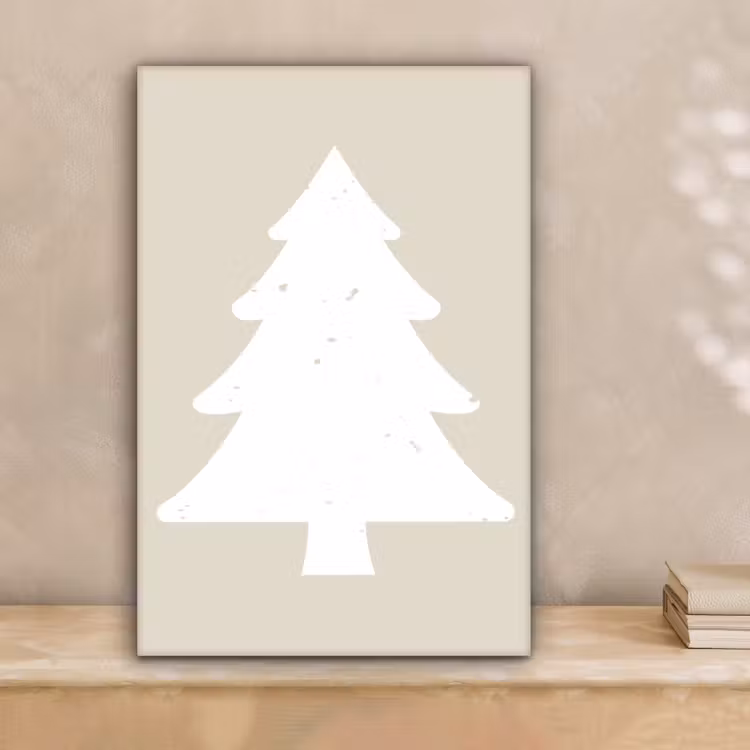 Japandi - Kerstboom - Beige - Kerstversiering canvas 2cm klein -sfeer1