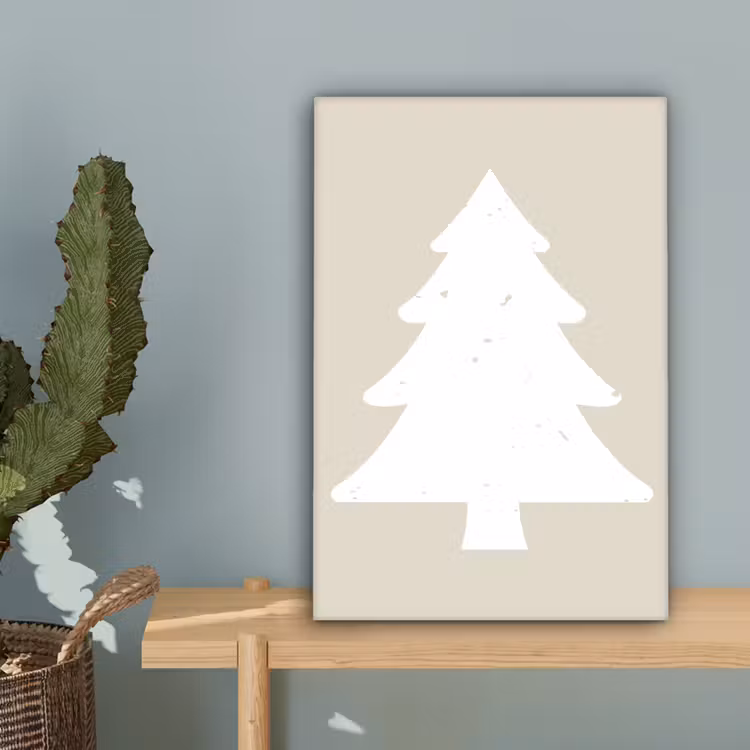 Japandi - Kerstboom - Beige - Kerstversiering canvas 2cm klein -sfeer4