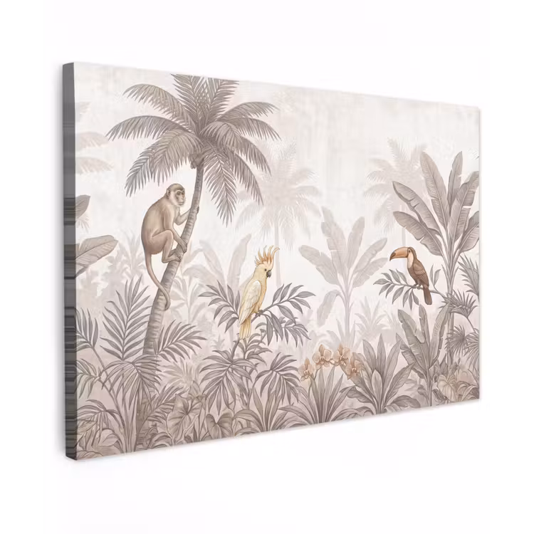 Jungle - Dieren - Palmbomen canvas 2cm klein -z3d