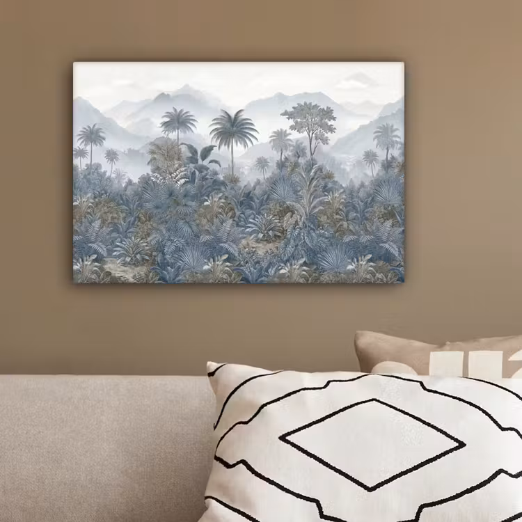 Jungle - Landschap - Blauw canvas 2cm klein -sfeer3