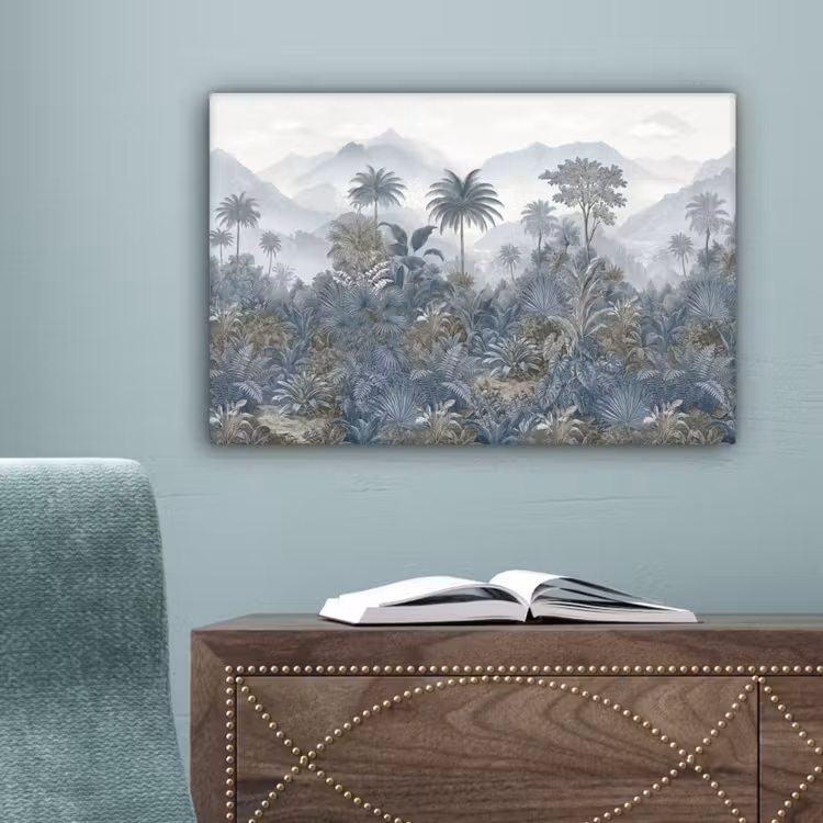 Jungle - Landschap - Blauw canvas 2cm klein -sfeer4