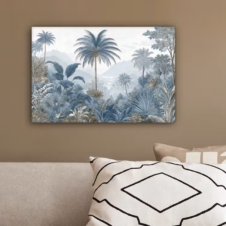 Jungle - Modern - Blauw - Groen canvas 2cm klein -sfeer3
