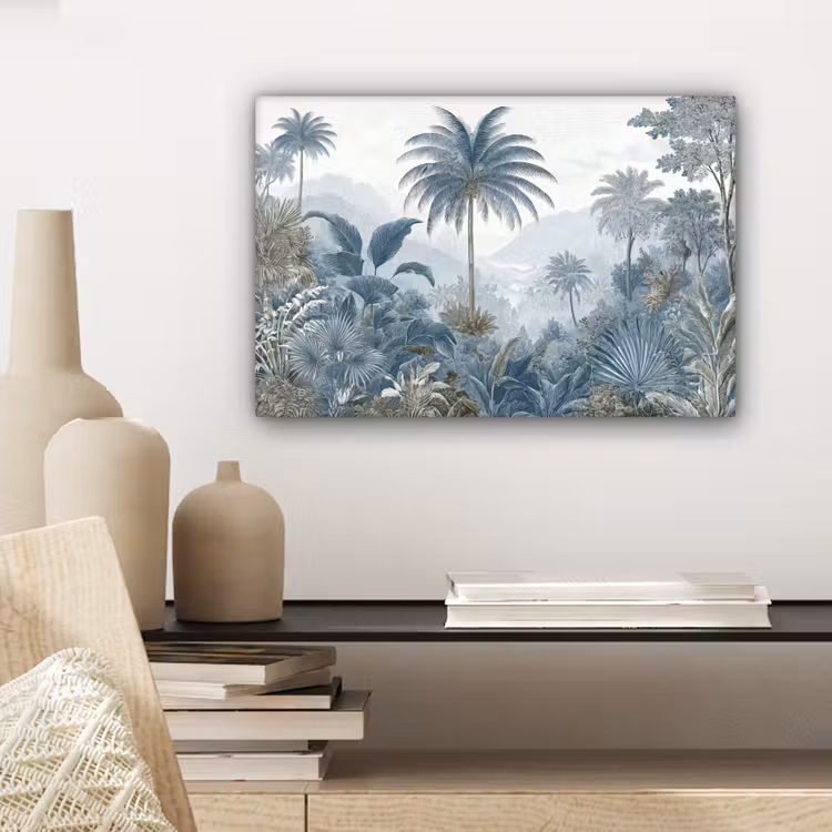 Jungle - Modern - Blauw - Groen canvas 2cm klein -sfeer6