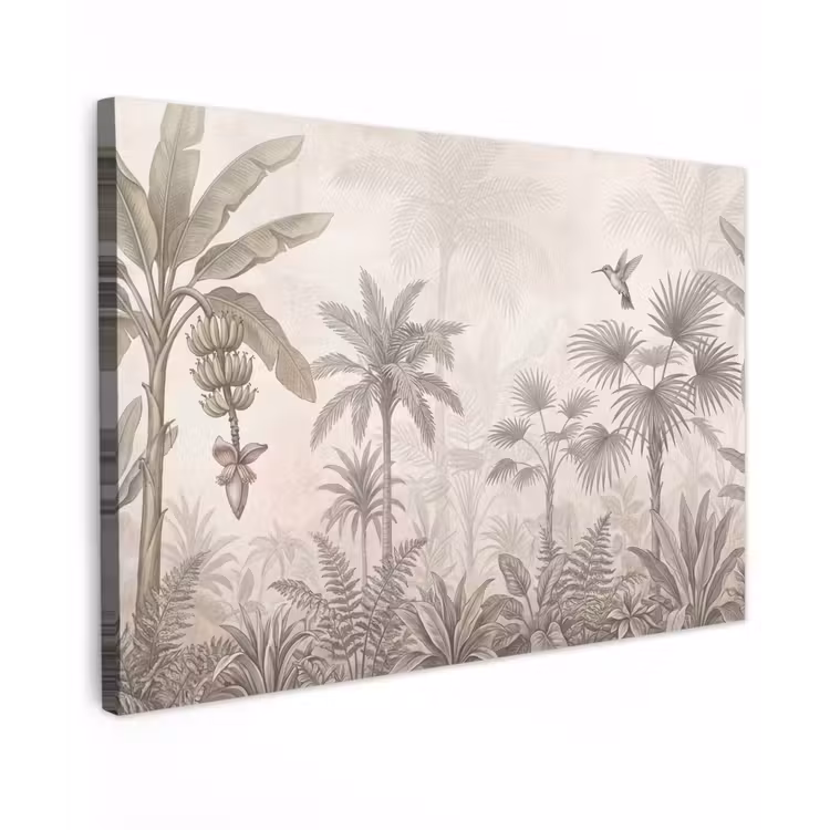 Jungle - Banenboom - Kolibrie - Beige canvas 2cm klein -z3d