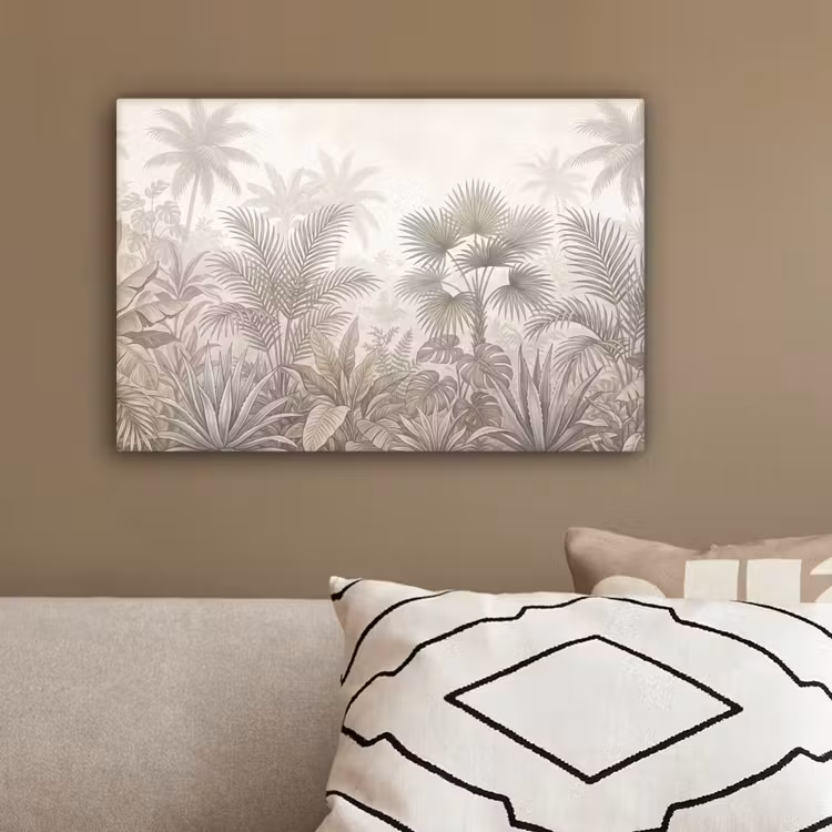 Jungle - Tropisch - Natuur -Vintage - Beige canvas 2cm klein -sfeer3