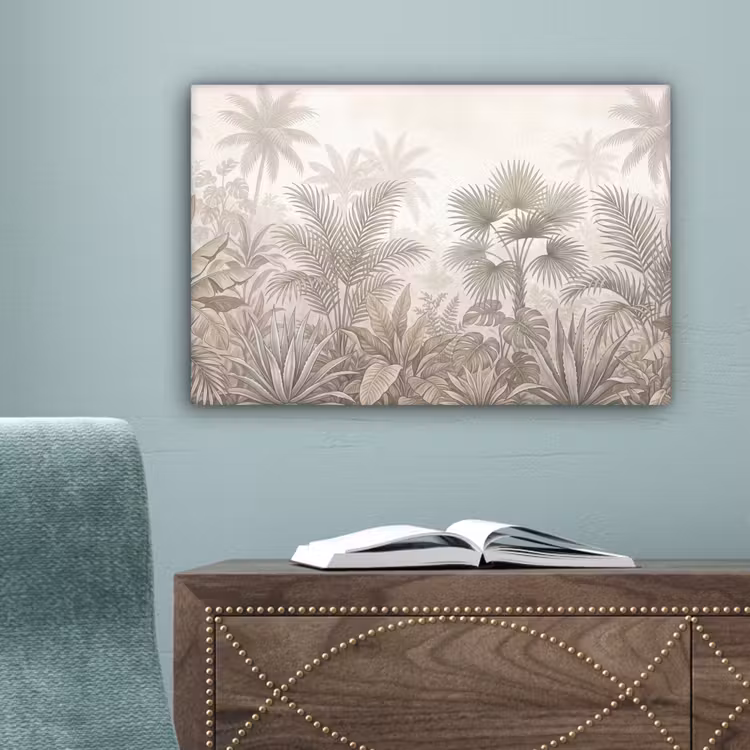 Jungle - Tropisch - Natuur -Vintage - Beige canvas 2cm klein -sfeer4