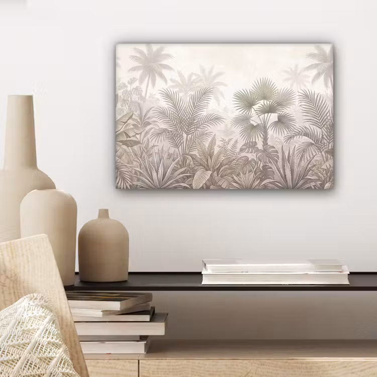 Jungle - Tropisch - Natuur -Vintage - Beige canvas 2cm klein -sfeer6