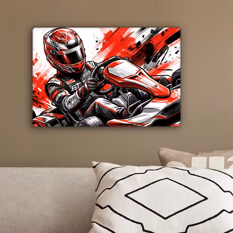 Kart - Coureur - Snelheid - Rood canvas 2cm klein -sfeer3