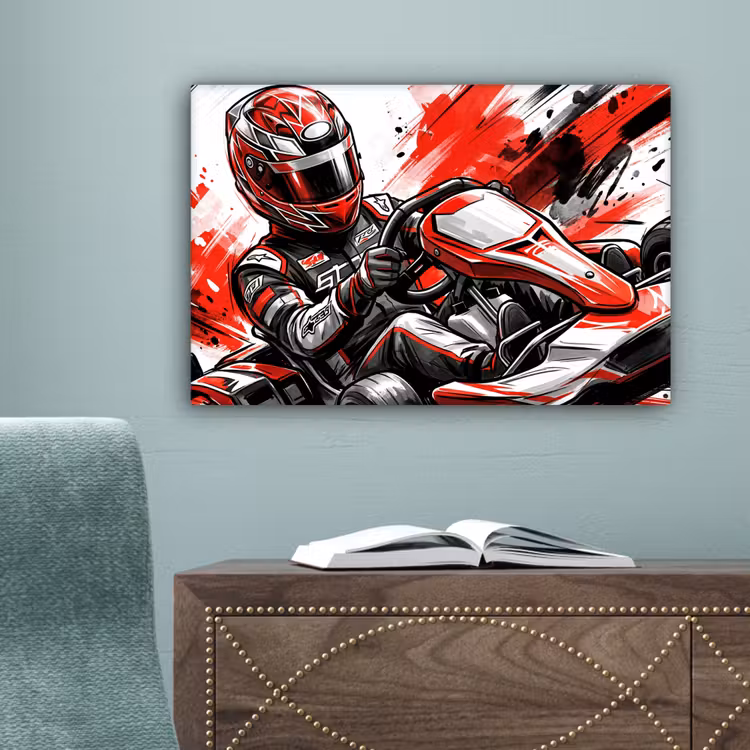 Kart - Coureur - Snelheid - Rood canvas 2cm klein -sfeer4