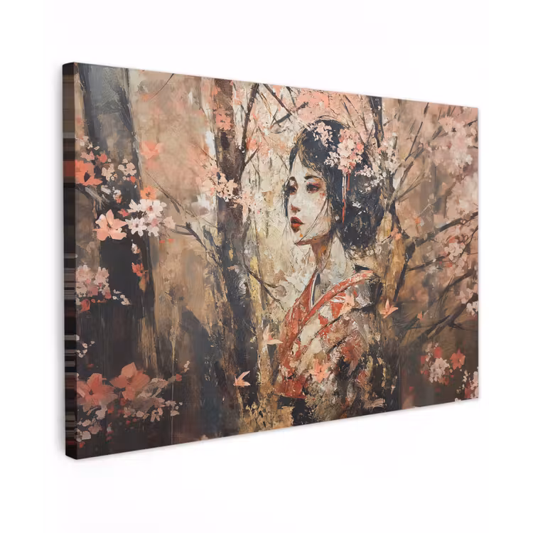 Kimono - Vrouw - kersenbomen canvas 2cm klein -z3d