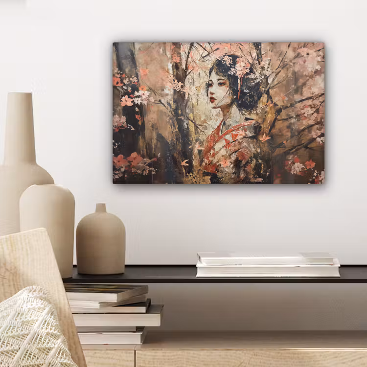 Kimono - Vrouw - kersenbomen canvas 2cm klein -sfeer6