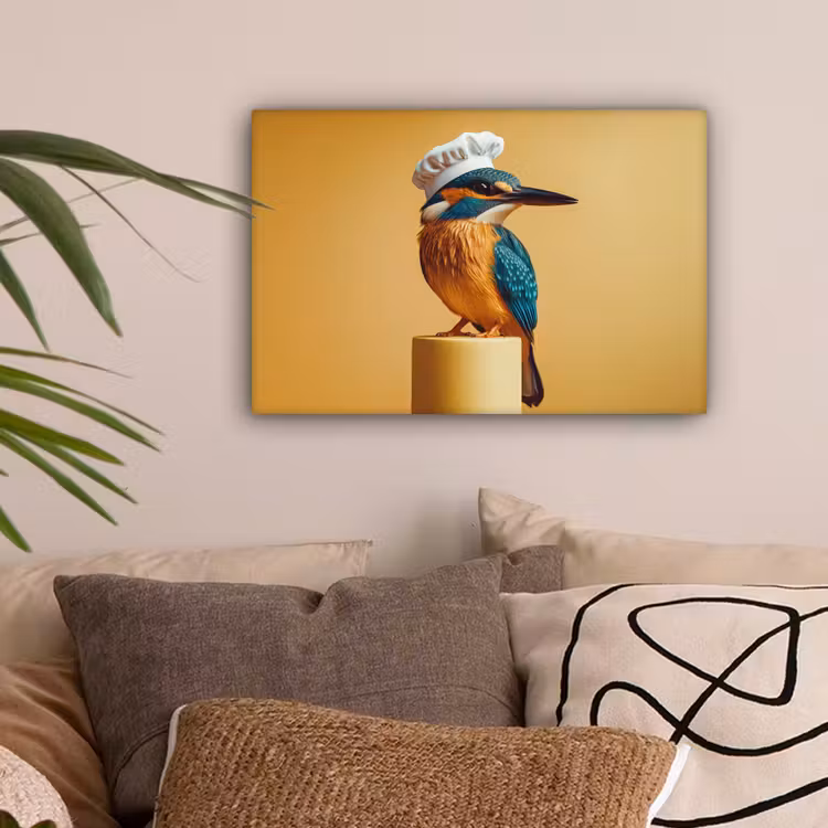 Ijsvogel - Pilaar - Koksmuts - Vogel canvas 2cm klein -sfeer1