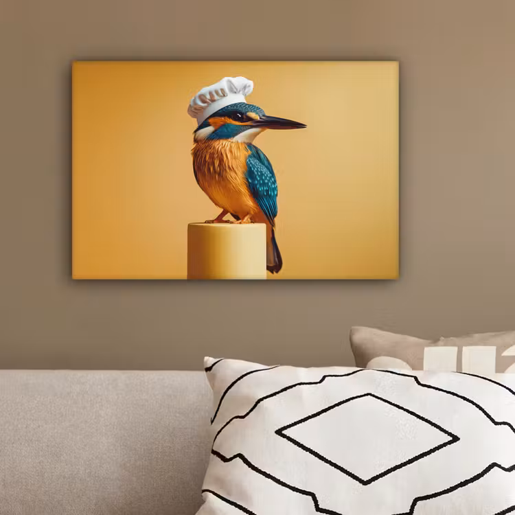 Ijsvogel - Pilaar - Koksmuts - Vogel canvas 2cm klein -sfeer3