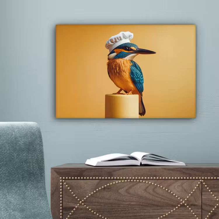 Ijsvogel - Pilaar - Koksmuts - Vogel canvas 2cm klein -sfeer4