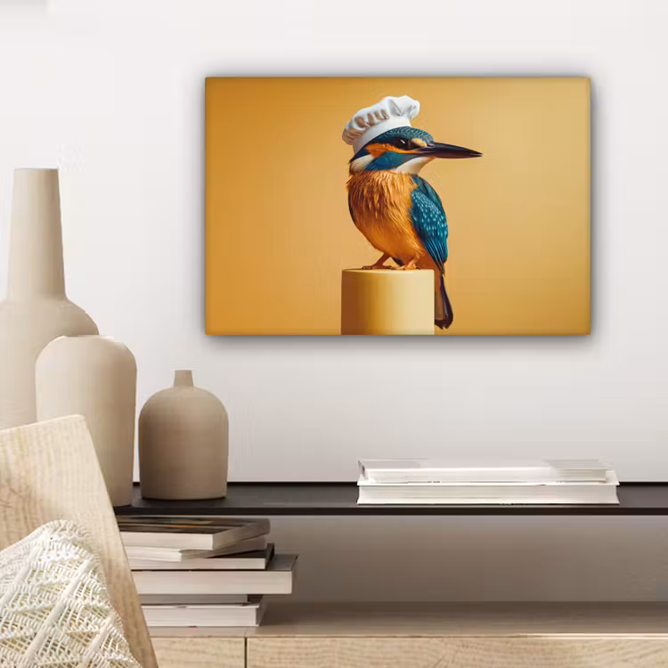 Ijsvogel - Pilaar - Koksmuts - Vogel canvas 2cm klein -sfeer6