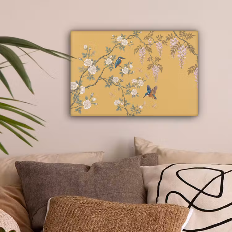 IJsvogels - Bloesem - Geel canvas 2cm klein -sfeer1