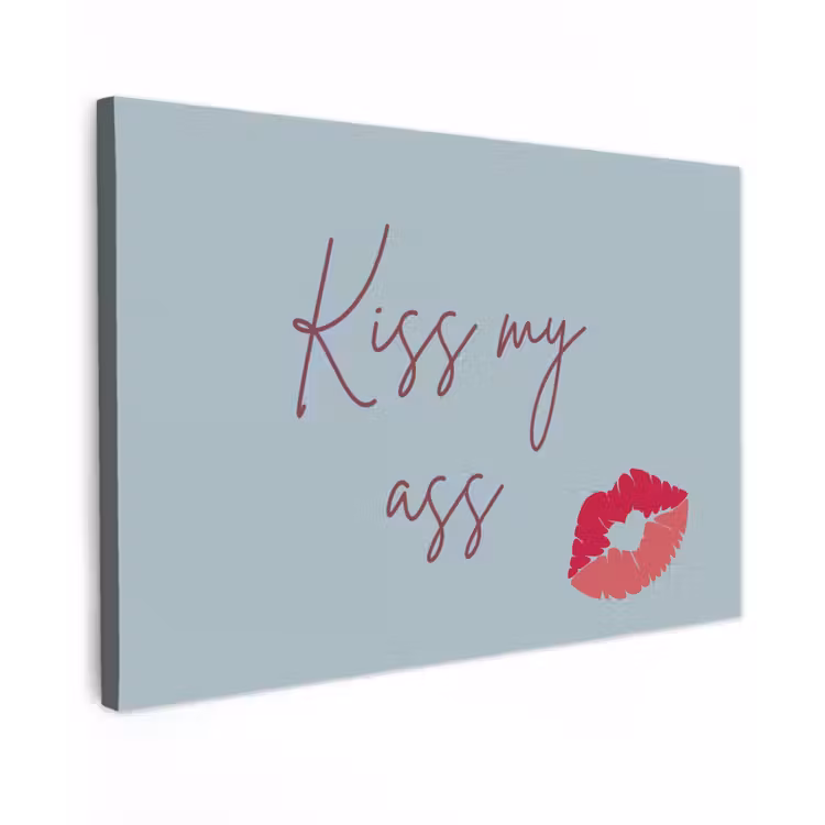 Kiss my ass - Lip - Blauw canvas 2cm klein -z3d