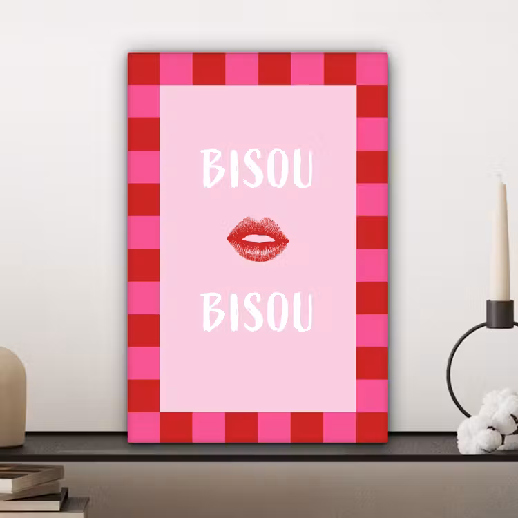 Kiss - Roze - Frans - Valentijn canvas 2cm klein -sfeer6